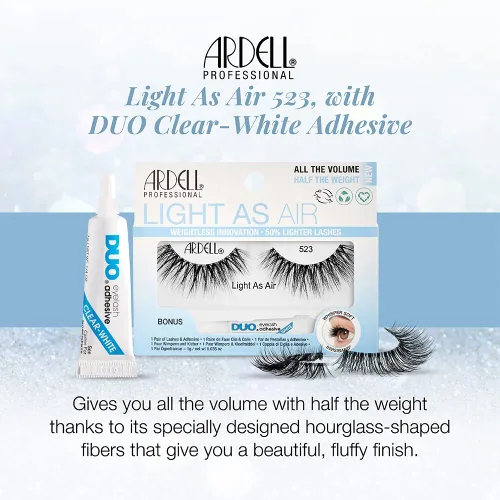 Miniatura 2 de Ardell Light As Air - Pestañas postizas 523 – Pestañas ligeras y finas con volumen natural, banda Invisiband suave y cómoda para uso diario