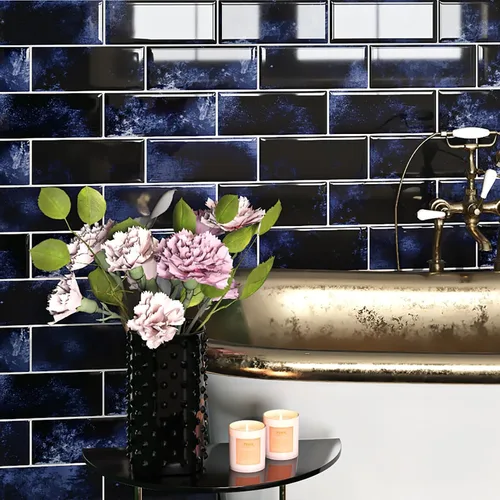 Miniatura 11 de Livelynine 16 Azulejos de Oro de Mármol Despegar y Pegar Salpicaduras para Cocina Adhesivos de Azulejos de Pared para Baño Salpicaduras Impermeables
