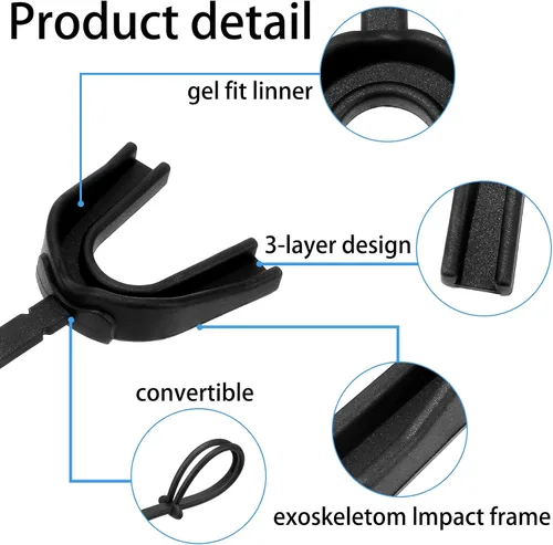 Miniatura 3 de TOODOO 3 protectores bucales de fútbol con correa para jóvenes, protector bucal suave para jóvenes, boquilla de fútbol para boxeo, lacrosse, Negro