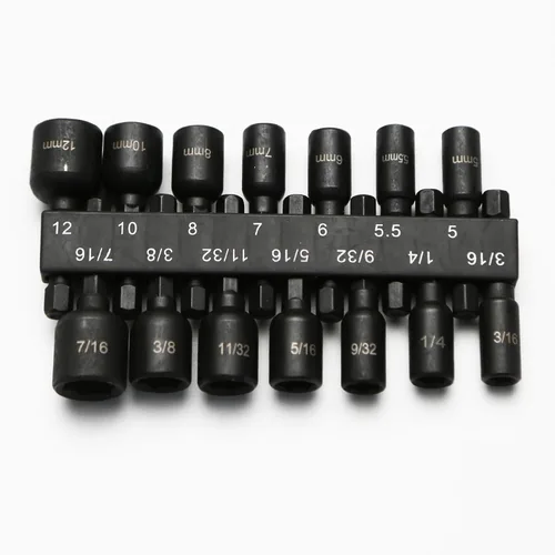 Miniatura 18 de TMAX Juego de 5 piezas de destornilladores magnéticos de acero S2 listo para impactos: 1/4 pulgadas, 5/16 pulgadas, 3/8 pulgadas, 7/16 pulgadas, 1/2