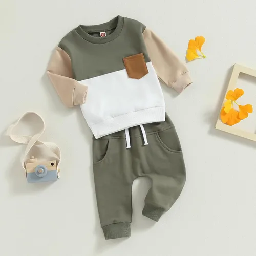 Miniatura 3 de FYBITBO Conjunto de ropa de 2 piezas para bebés y niños pequeños, sudadera de manga larga y pantalones