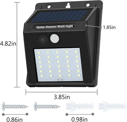 Miniatura 2 de Luces solares con sensor para exteriores, 30 LED, inalámbricas, impermeables, de seguridad, con sensor de movimiento solar, luces de pared