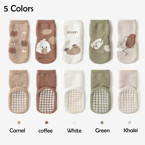Miniatura 2 de Exegawe Baby Non Slip Socks Winter 5 Pairs Kid Thick Warm Crew Socks with Grips