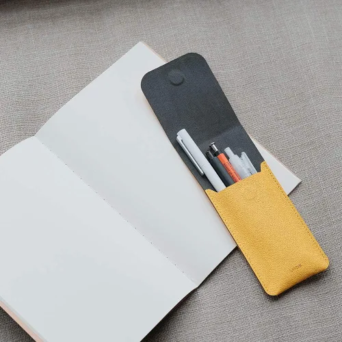 Miniatura 7 de LHiDS Estuche de cuero para lápices, bolsa para tres fuentes, bolígrafos y bolígrafos rollerball, estuche para lápices pequeño, organizador
