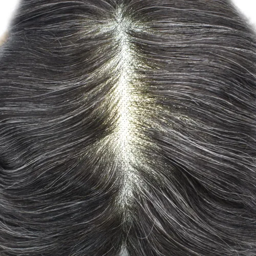 Miniatura 6 de PUNRU HAIR Completo Swiss Lace Toupee para hombres Sistema de cabello humano real Sistema de reemplazo de cabello humano para hombre Toupee