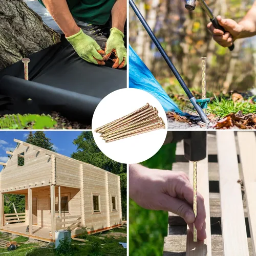 Miniatura 6 de 120 estacas de jardín galvanizadas de metal en espiral de 6 pulgadas, estacas de jardín de metal galvanizado no óxido, clavos de jardín para césped