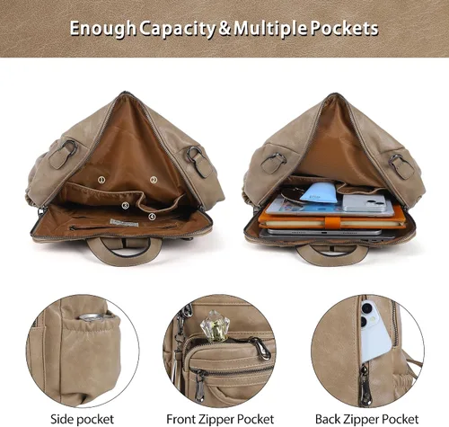 Miniatura 23 de Bolsos mochila monedero de piel sintética para mujer, bolsas con zíper, mochilas de hombro casuales