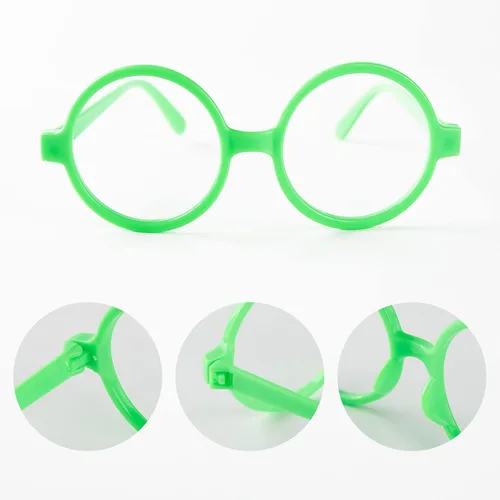Miniatura 2 de Gafas de marco redondo verde con aretes de clip azules para niñas y mujeres accesorios de disfraz de Halloween