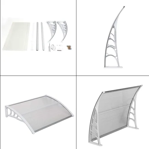 Miniatura 6 de Simply-Me Toldo de policarbonato para ventana de puerta, de 40 x 32 pulgadas, para puerta delantera, patio, exterior, protección UV, lluvia, nieve