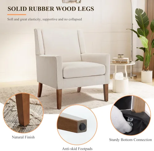 Miniatura 7 de Sillas de acento para sala de estar, sillas de sala de estar de madera y tela de mediados de siglo, sillón con brazos, sillas auxiliares para sala