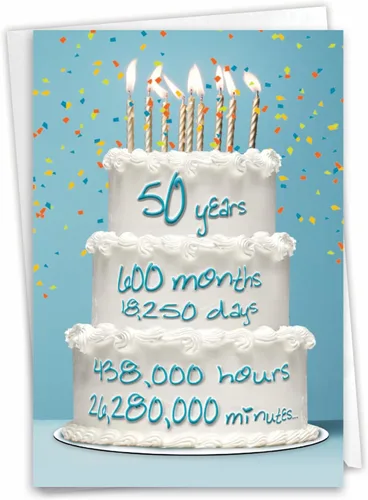 Miniatura 12 de NobleWorks Tarjeta de felicitación de cumpleaños número 50 en blanco con sobre de 5 x 7 pulgadas (1 tarjeta) Bday 50 Year Old Crossing 9966K