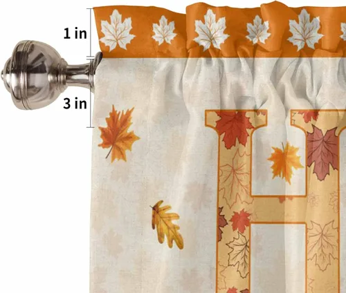 Miniatura 5 de Autumn Home - Cortina de cenefas para cocina, cafetería, corona de hojas de arce, cenefa de ventana de hojas de otoño, 1 panel de cortinas cortas