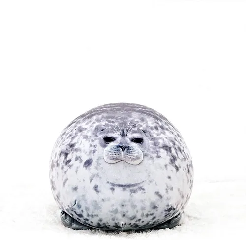 Miniatura 3 de ETAOLINE - Almohada acolchada y rellena de algodón con bonita forma de foca gordita de peluche (tamaño M)