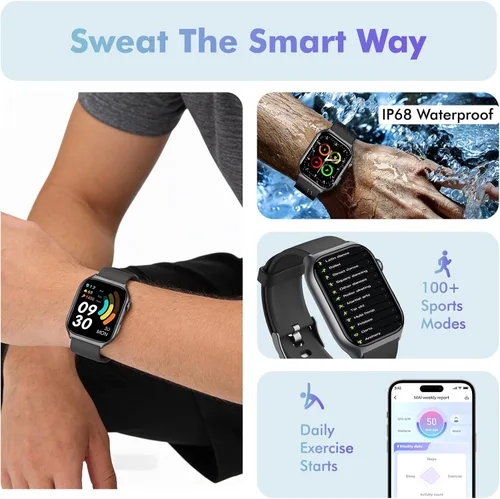 Miniatura 4 de YMS Reloj inteligente Android para mujer, llamada Bluetooth, compatible con Android e iOS, pantalla HD de 2.0 pulgadas, rastreador de frecuencia