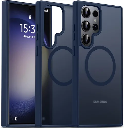 Miniatura 39 de Oterkin Funda magnética para Samsung Galaxy S24 Ultra mate, funda para teléfono S24 Ultra compatible con MagSafe, esmerilada, translúcida, a prueba