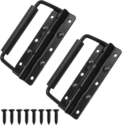 Miniatura 8 de Litoexpe 2 asas con resorte de 4.3 pulgadas, mango negro resistente, mango de pecho de acero inoxidable con agarre de goma, asas plegables