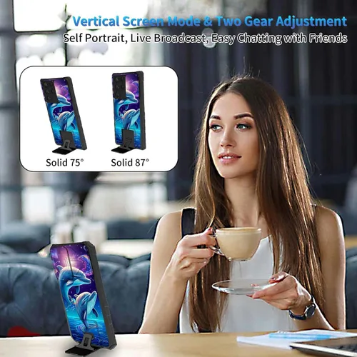 Miniatura 485 de Funda para Samsung Galaxy S22 Ultra 5G, Galaxy S22 Ultra con cubierta de cámara deslizante, funda resistente de doble capa con función atril Black
