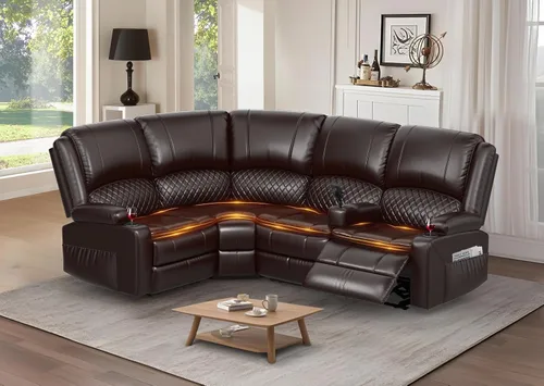 Miniatura 20 de Yolsali Sofá reclinable, sofá reclinable manual de 3 plazas con cojín de 2 niveles, sofás reclinables para sala de estar con consola removible