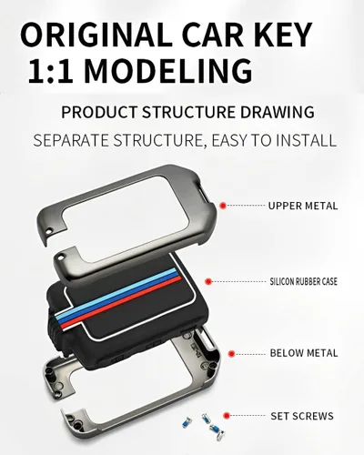 Miniatura 7 de Funda de metal para llavero Volvo compatible con XC60 XC90 XC40 S60 S90 V60 V90 (VOB-plateado)