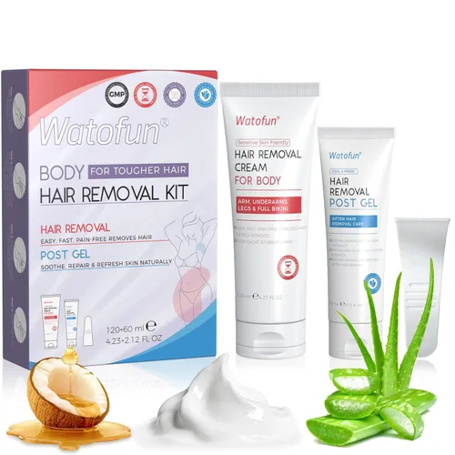 Crema depilatoria corporal para mujeres con gel de aloe para piel sensible, crema depilatoria sin dolor de 5 minutos para brazos, axilas, piernas,