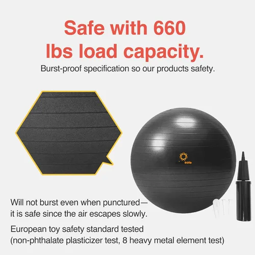 Miniatura 4 de Primasole Pelota de ejercicio para equilibrio, estabilidad, fitness, entrenamiento, yoga, pilates en casa, oficina y gimnasio, pelota de parto