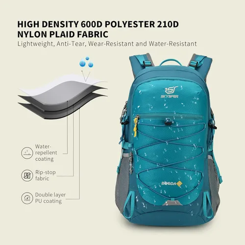 Miniatura 3 de SKYSPER Mochila de senderismo para hombres y mujeres, mochila de viaje ligera de 35 L, mochila de campamento al aire libre con múltiples Verde