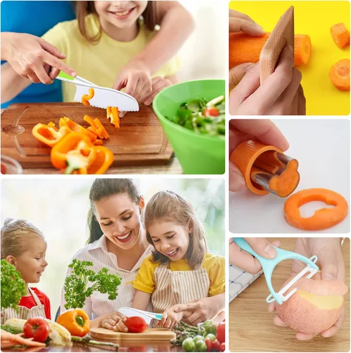 Miniatura 4 de 14 piezas de juego de cuchillos para niños pequeños, juego de cuchillos para niños incluye cuchillo seguro para niños de madera, cuchillo para niños