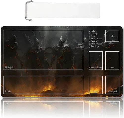 Miniatura 34 de DAUXID Tapete de juego MTG cosido de alta calidad con zonas y parte trasera de goma antideslizante, tapete de juego TCG para MTG y otros