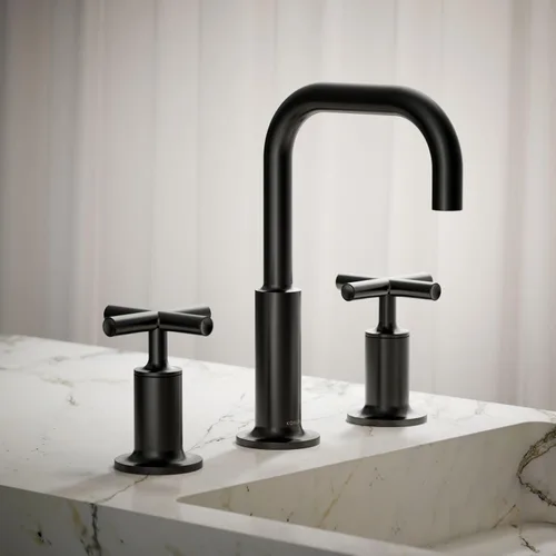 Miniatura 2 de Kohler K-14410-4-BGD Purist - Grifo para lavabo de baño con manijas de palanca baja y boquilla baja, K-14406-3-BL