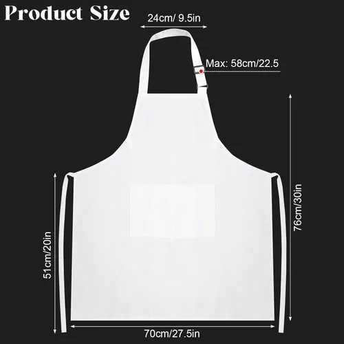 Miniatura 3 de Juego de delantal de chef y sombrero de chef, delantal de cocina ajustable con 2 bolsillos, disfraz de panadero para hombres y mujeres