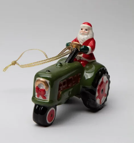 Miniatura 2 de 57045 - Figura decorativa de tractor de granja de Navidad de cerámica fina, 4 pulgadas de largo