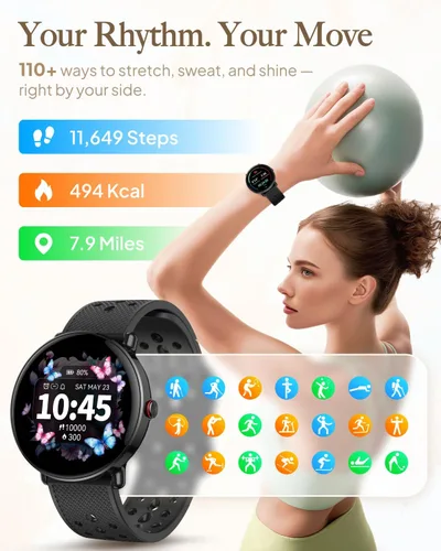 Miniatura 3 de Reloj inteligente para mujeres y hombres, para Android iOS con monitor de sueño y calorías, podómetro, rastreador de fitness, llamada Bluetooth