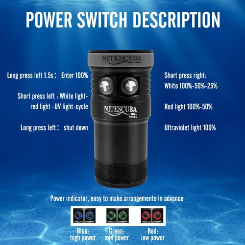 Miniatura 4 de Nitescuba NSS60 Buceo Luz Subacuática Video Luz 6000 Lumen Linterna Impermeable para 100m/330ft CRI=90 Fotografía Subacuática, que se conecta a