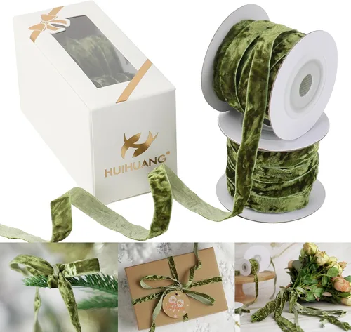 Miniatura 29 de HUIHUANG Cinta de Terciopelo Negro 3/8" Cinta de Terciopelo Arrugado para Adornos de Árbol de Navidad, Envoltura de Regalos, Decoración de Coronas