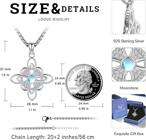 Miniatura 113 de Collar de pentagrama de plata de ley con triple luna, diosa celta, nudo celta, nudo de brujas, Ankh, sol y luna, Hécate, lilith, Santa Muerte