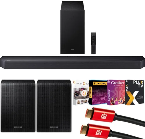 Miniatura 15 de Samsung Serie Q Barra de sonido HW-Q900F 7.1.2 canales Subwoofer (2025) Paquete con Streaming de películas Premiere, 2 cables HDMI, protección CPS