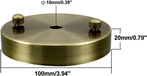 Miniatura 3 de uxcell Placa de luz de techo retro con base puntiaguda chasis disco colgante accesorios 3.937 inx0.787 in tono bronce w tornillo 3 unids
