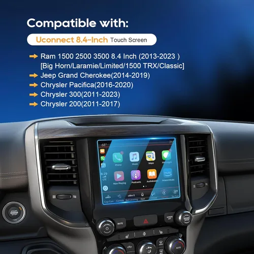 Miniatura 3 de LFOTPP 2016-2019 2020 Chrysler 200/300 / Pacifica Protector de pantalla táctil central de 8.4 pulgadas, protector de pantalla transparente