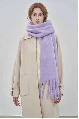 Miniatura 88 de Bufanda grande y gruesa de gran tamaño, esponjosas, de lana grande, gruesa, cálida para invierno