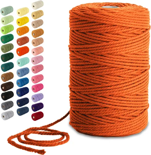 Miniatura 95 de Nook Theory - Cuerda de macramé de 3 mm, 220 yardas de cuerda de algodón, hilo de 4 mm y 5 mm, cuerda para manualidades, perfecta para colgantes