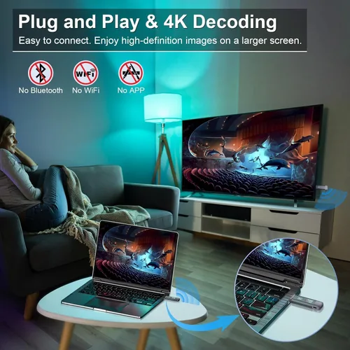 Miniatura 3 de Transmisor y receptor HDMI inalámbrico, extensor HDMI inalámbrico TTQ compatible con 4K, carcasa de metal, pantalla LED, rango de 100 pies, 2.4G