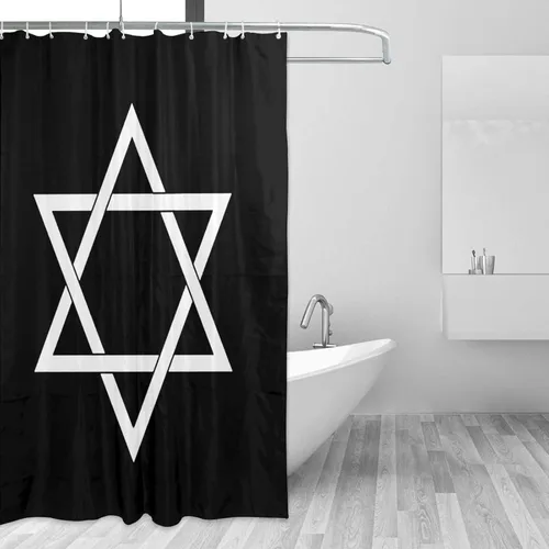 Miniatura 3 de Star of David - Cortina de ducha con ganchos, tela impermeable, juego de cortina de ducha para baño, duchas y bañeras, 72 x 72 pulgadas