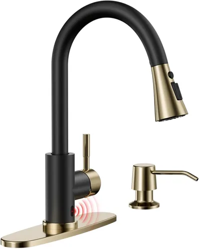 Miniatura 16 de APPASO Grifo de cocina negro con filtro de agua, mangueras certificadas por cUPC, grifos de fregadero de 3 vías con rociador extraíble, 3 modos