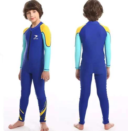Miniatura 2 de ZCCO Traje de baño para niños, traje de sol de cuerpo completo, traje de agua de una pieza para niños y niñas, de manga larga para nadar