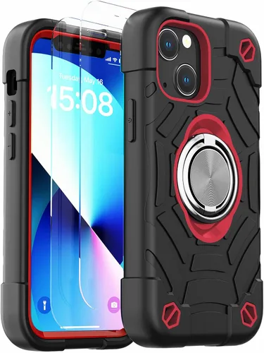 Miniatura 20 de KCJ Funda para iPhone SE 2022/2020, iPhone 8/7/6/6S, con [2×Protectores de Pantalla][Soporte de Anillo] Silicona Suave+PC Duro Protección Completa