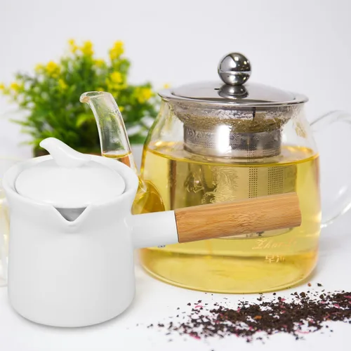 Miniatura 3 de BESTonZON Mini olla de leche de cerámica de 12 onzas con mango y boquilla calentador de mantequilla para calentar salsas de leche y mantequilla