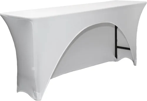 Miniatura 2 de YOUR CHAIR COVERS - Spandex de 6 pies x 18 pulgadas, mantel elástico rectangular estrecho para aula de entrenamiento con respaldo abierto - Blanco