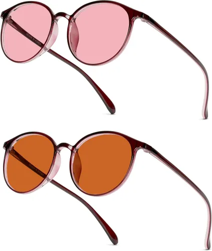 Miniatura 9 de BRADDEL Indoor FL-41 Rosa & Outdoor FL-60 Marrón Gafas de Migraña para Sensibilidad a la Luz Fluorescente, LED, Deslumbramiento, Fotofobia y Uso