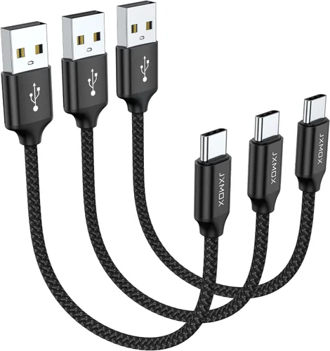 JXMOX Cable USB C corto (paquete de 3 unidades de 0.5 pies), cable de carga USB A a tipo C de 3.1 A de carga rápida compatible con iPhone 15 16 Pro