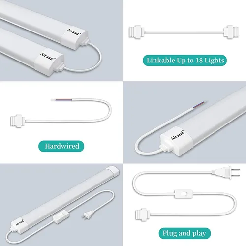 Miniatura 7 de Airand Paquete de 2 luces LED para tienda, 2 pies, 18 W, 5000 K, protección IP66, iluminación debajo del gabinete, luz LED para garaje, banco